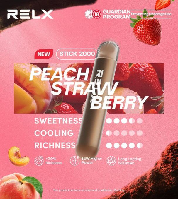 SGVape-RELX-STICK-2K-PEACH-STRAWBERRY-SG-Vape-Hub