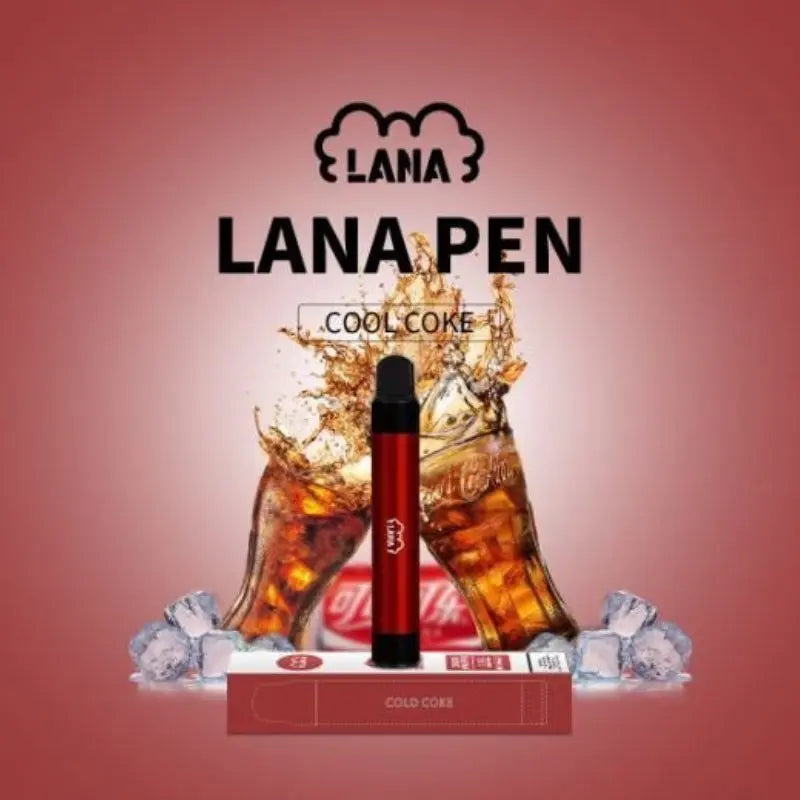 SGVape-Lana-Pen-2000-Puffs-Cold-Coke-flavor-on-a-red-gradient-background-LANA
